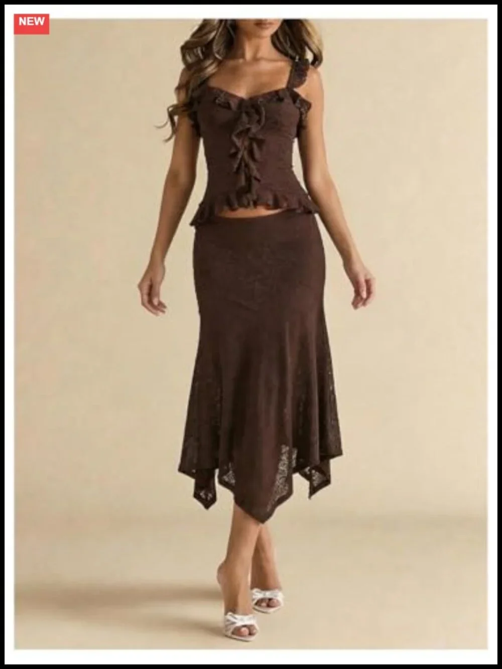 Women's Western Lace Midi Skirt Y2k Low Rise Asymmetrical Paisley Boho Flowy